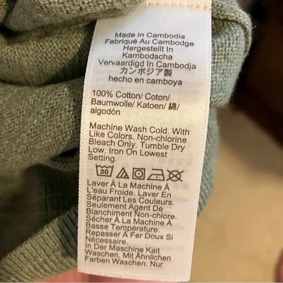 J.Crew Factory Cotton Half-Zip Sweater in Heathered Green Medium - Picture 11 of 12